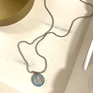 Saint Christopher light blue necklace